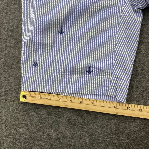 Polo Ralph Lauren Blue Striped Seersucker Anchor Shorts 30 EUC Golf Embroidered - Picture 12 of 12